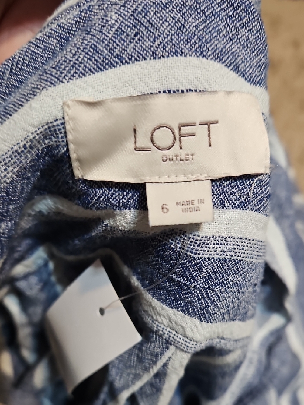 NWT Loft Blue and White Striped Sleeveless Linen Romper - Picture 5 of 7
